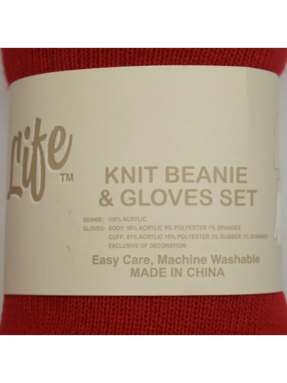 The Easy Life Red Knit Beanie Hat Gloves Set Unisex Size L XL New